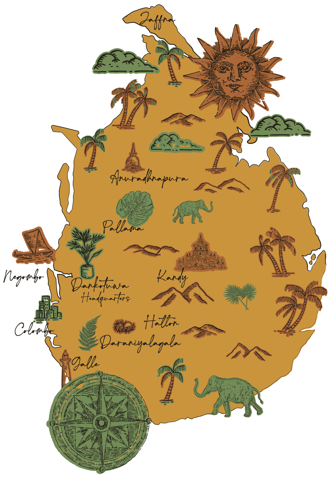 Map of Sri Lanka showing the locations of Spado im & export Map of Sri Lanka showing the locations of Spado im & export
